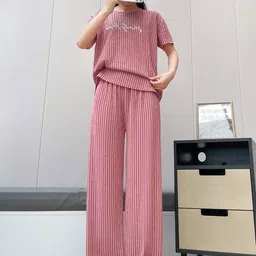 Lugo Striped Round Neck T-Shirt With palazzo Co-Ords-picture-48