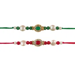 ASIDEA Set Of 3 Rakhis With Roli Chawal & Greeting Card image 4