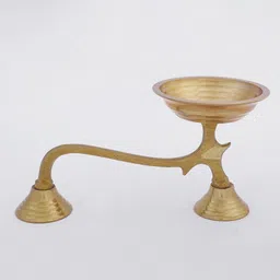Exotic India Gold-Toned Handheld Camphor Burner-Cum-Aarti Brass Pooja Essentials-19