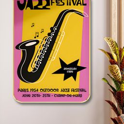 Myntra Elegant Homes Yellow & Black Jazz Festival Printed Wood Wall Art-image-86