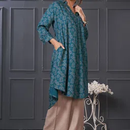 BulBul Floral Printed Shirt Collar Pure Cotton Kurta with Palazzos image 5