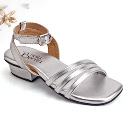 Hola Bonita Party Wear Sandals With Buckle Closure Solid Colour - Silver-picture-25