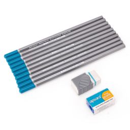 Apsara Absolute Dark Pencils with Long Point Sharpener & Eraser Multicolour - Pack of 10-25