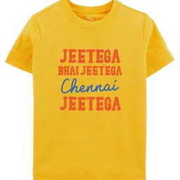 Zeezeezoo Half Sleeves Cricket Theme Jeetega Bhai Jeetega Chennai Jeetega Printed Tee - Yellow-picture-43