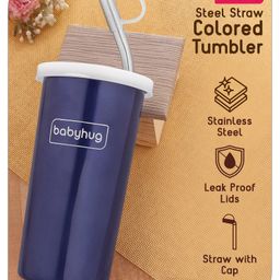 Babyhug Steel Straw Colored Tumbler Blue - 450 ml-14