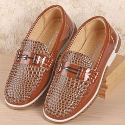 Pine Kids Slip On Style Formal Shoes - Brown-image-61