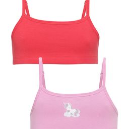 Charm n Cherish Pack Of 2 Cotton Elastane Solid & Unicorn Embellished Non Padded Breathable Teenage Beginners Bra - Pink-image-93