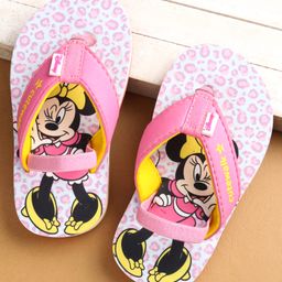 Cute Walk by Babyhug Flip Flops with Back strap Closure Minnie Mouse Print - Pink-image-11