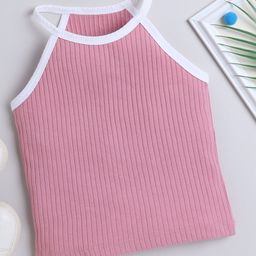 Aww Hunnie Cotton Rib Sleeveless Solid Top - Peach-image-84
