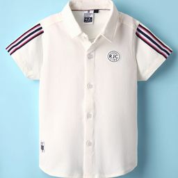 Ruff Knit Half Sleeves Solid Shirt - Off White-image-19