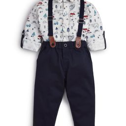 JusCubs Cotton Full Sleeves Animals Printed Shirt With Solid Pant & Suspender Set - Multi Colour-picture-27