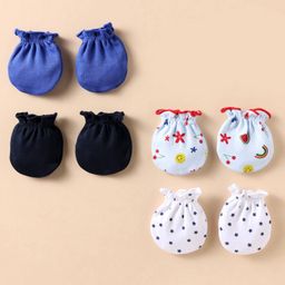 Ben Benny Interlock Knit Mittens With Floral & Star Print Pack Of 4 - Multicolour-picture-11
