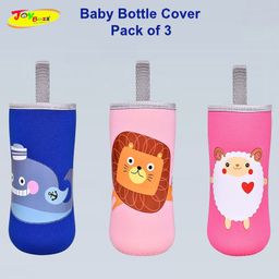 Joy Buzz Adjustable Reusable Baby Feeding Bottle Cover Sleeves Suitable For 120ml 150ml 180ml 200ml Slim Neck Feeding Milk/Water Glass Feeder Bottles-(Pack of 3)-Multicolor-17