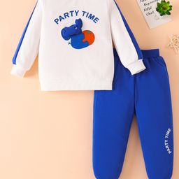 Mark & Mia Full Sleeves Winter Wear Suit Set with Animal Applique - Blue & White-picture-22