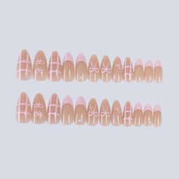 Secret Lives 24- Pcs Glossy With 3D Stud & Bow Design Nail Art-23