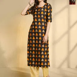 HERE&NOW Geometric Printed Straight Kurta-picture-6