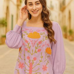 Moda Rapido Women Embroidered Square Neck A-Line Top-image-44