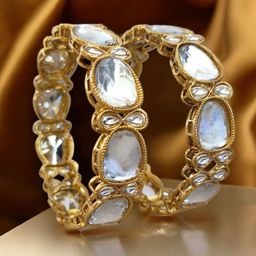 Pihtara Jewels Set Of 2 Gold-Plated Kundan Studded Bangles-35