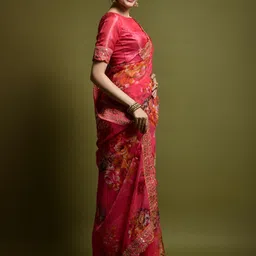 CaniBani Pink Pure Chiffon Sarees-picture-55
