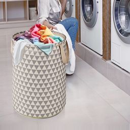 Kuber Industries Grey 2 Pieces Triangles Printed Cotton Foldable Laundry Bags 45 L Each-74
