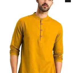 AMRIT TOP WEAR Men Pack Of 2 Band Collar Straight Short Kurta-picture-4