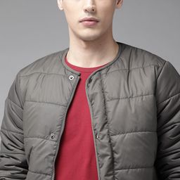 Roadster Men Charcoal Grey Soft Padded Collarless Jacket-picture-16