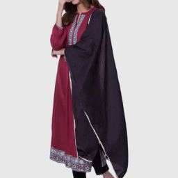 Biba Black Cotton Plain Dupatta-picture-21