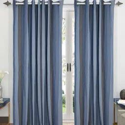 Saral Home Joy Blue 7 ft. Eyelet Door Curtains - Set of 2-37