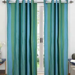 Saral Home Joy Green 7 ft. Eyelet Door Curtains - Set of 2-40