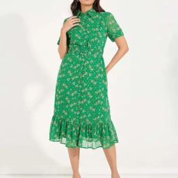 Styli Green Printed Shirt Dress-image-42