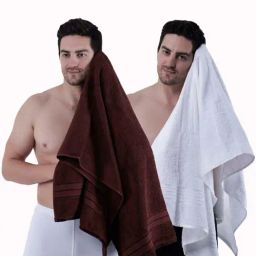 Dollar Brown & White 400 GSM 100% Cotton Bath Towels - Set of 2-1