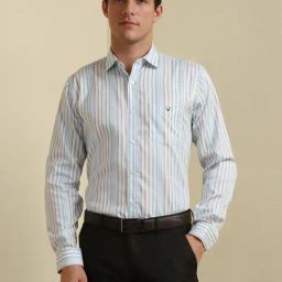 Allen Solly White Cotton Slim Fit Striped Shirt-image-44