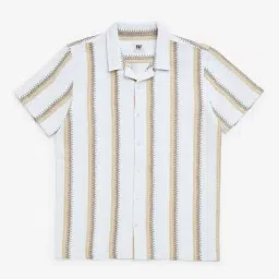 Y&F Kids by Westside Off-White Knitted Resort-Fit Cotton-Blend Shirt-image-80