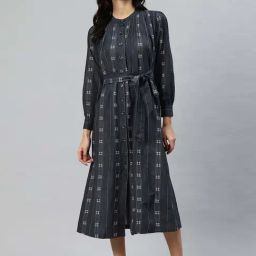 Cottinfab Black Printed Casual Dress-image-48