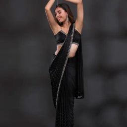 Saree Mall Black Chiffon Embellished Saree with Blouse Piece-image-92