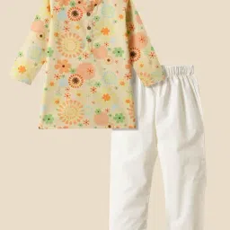 Desi Soota Boys Yellow Cotton Printed Kurta Set-picture-15