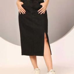 Dolce Crudo Black Straight Fit Skirt-picture-14