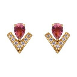 C. Krishniah Chetty Group Gold Gleaming Tourmaline Triumph Earrings-17