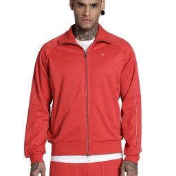 Puma T7 Red Cotton Relaxed Fit Solid Jacket-42