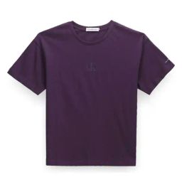 Calvin Klein Kids Purple Velvet Cotton Logo T-Shirt-image-83
