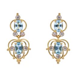C. Krishniah Chetty Group Gold Azure Allure Topaz & Cubic Zirconia Earrings-37