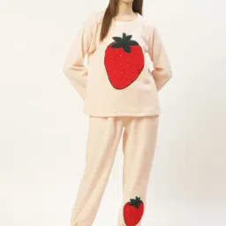 LILL Peach Self Design Nightsuit With Eye Mask-picture-11