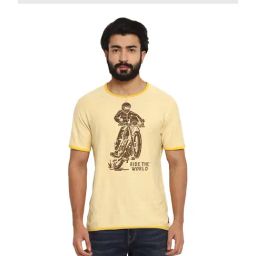Royal Enfield Ecru & Yellow Printed Reversible T-Shirt-image-30