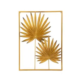 Home4U Golden Mild Steel 45 cm Plant Wall Art - Set of 2-image-24