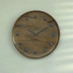 Ellementry 'Ebony' Brown Mango Wood Wall Clock - Set of 1-image-45
