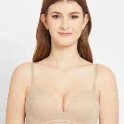 Wacoal Beige Non Wired Padded Plunge Bra-picture-33