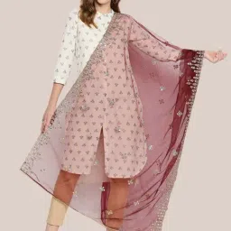 Dupatta Bazaar Burgundy Zari Work Dupatta-picture-26