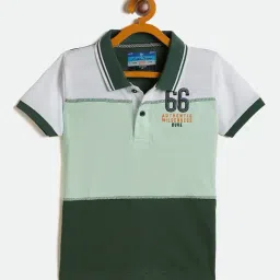 Duke Kids Green & White Color Block Polo T-Shirt-image-81