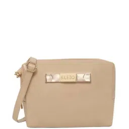 KLEIO Beige Solid Medium Sling Handbag-picture-1