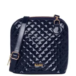 KLEIO Navy Blue Rivets Medium Sling Handbag-image-12